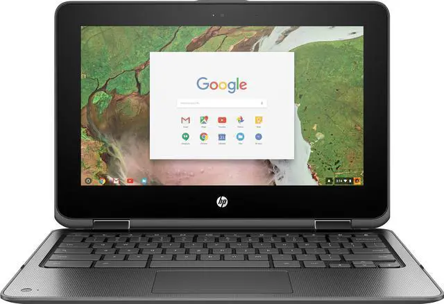 Main image of HP Chromebook 11 X360, 11.6" Corning Gorilla Glass Touchscreen Display, Intel Celeron N3350, Intel HD Graphics 500, 64GB eMMC, 4GB SDRAM, Snow White, 11-ae051wm