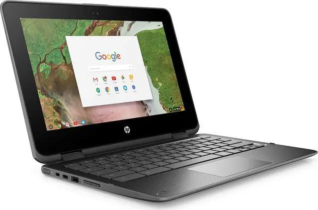 Alt view image 3 of 5 - HP Chromebook 11 X360, 11.6" Corning Gorilla Glass Touchscreen Display, Intel Celeron N3350, Intel HD Graphics 500, 64GB eMMC, 4GB SDRAM, Snow White, 11-ae051wm