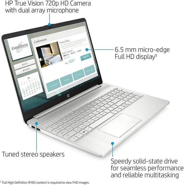 Alt view image 2 of 5 - HP [Windows 11 Home] Newest Laptop, 15.6" Full HD Display, AMD Athlon Silver 3050U Processor, 12GB RAM, 512GB SSD, Media Card Reader, USB Type-C, HDMI, Webcam, Wi-Fi, Bluetooth, Silver