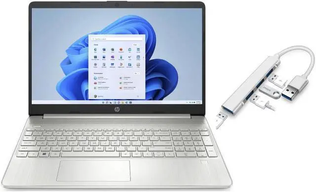 Main image of Hp 15.6" FHD Laptop | Intel Core i3-1215U Processor | Intel UHD Graphics | Fingerprint | 16GB RAM | 512GB SSD | Windows 11 Home | Bundle with USB 3.0 Hub