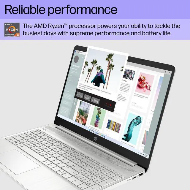 Alt view image 2 of 5 - Hp 15.6" HD Display | AMD Ryzen 5 5500U Processor (Beat i7-1195G7) | 16GB RAM | 256GB SSD | AMD Radeon Graphics True Vision HD Camera | Windows 11 Home | Bundle with Laptop Stand