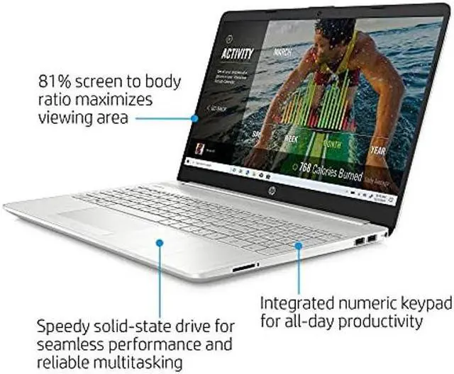 Alt view image 3 of 5 - HP 15.6 Laptop, FHD 1080P IPS Display, 11th Gen Intel Core i3-1115G4, 16GB DDR4 RAM, 256GB PCIe SSD, HDMI, WiFi, Bluetooth, Finger Print Reader, Win10 Home, Silver (HP Notebook Laptop 2022 Model)