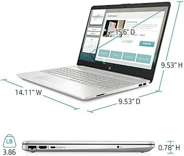 Alt view image 4 of 5 - HP 15.6 Laptop, FHD 1080P IPS Display, 11th Gen Intel Core i3-1115G4, 16GB DDR4 RAM, 256GB PCIe SSD, HDMI, WiFi, Bluetooth, Finger Print Reader, Win10 Home, Silver (HP Notebook Laptop 2022 Model)