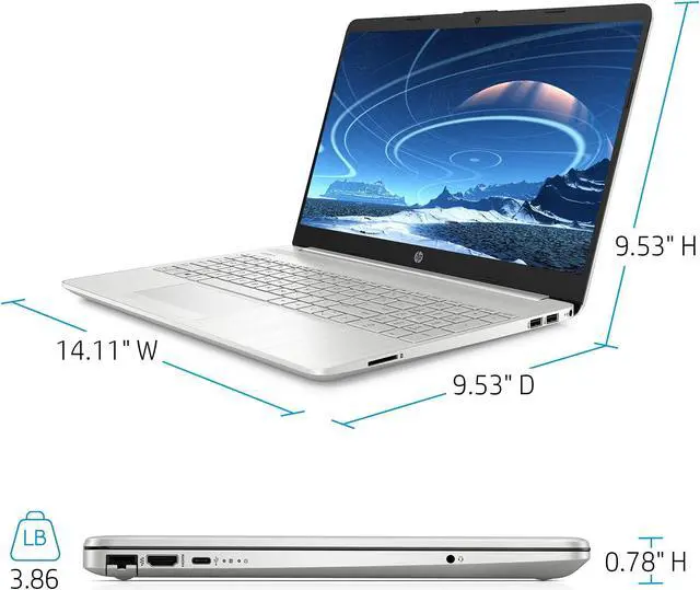 Alt view image 4 of 5 - HP 15 Laptop (Latest Model), 15.6" Full HD Display, Intel Core i5-1135G7 (Beat i7-1065G7), 12GB RAM, 512GB SSD, Intel Iris X Graphics, Webcam, HDMI, Wi-Fi, Bluetooth, Windows 10 Home, Silver + Nly MP