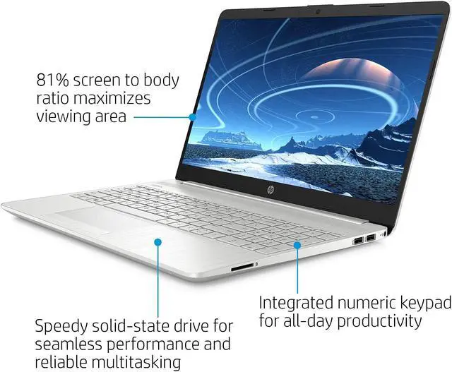 Alt view image 3 of 5 - HP 15 Laptop (Latest Model), 15.6" Full HD Display, Intel Core i5-1135G7 (Beat i7-1065G7), 12GB RAM, 512GB SSD, Intel Iris X Graphics, Webcam, HDMI, Wi-Fi, Bluetooth, Windows 10 Home, Silver + Nly MP