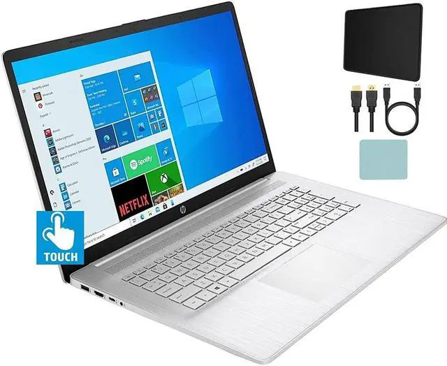 Main image of HP 17.3" Diagonal HD+ Touchscreen Display, AMD Ryzen 3 3250u, AMD Radeon Graphics, HD Webcam, WiFi 6, HDMI, Bluetooth, 1-Year 365 Office, W10 Home, Accessories (8GB RAM 256GB SSD)