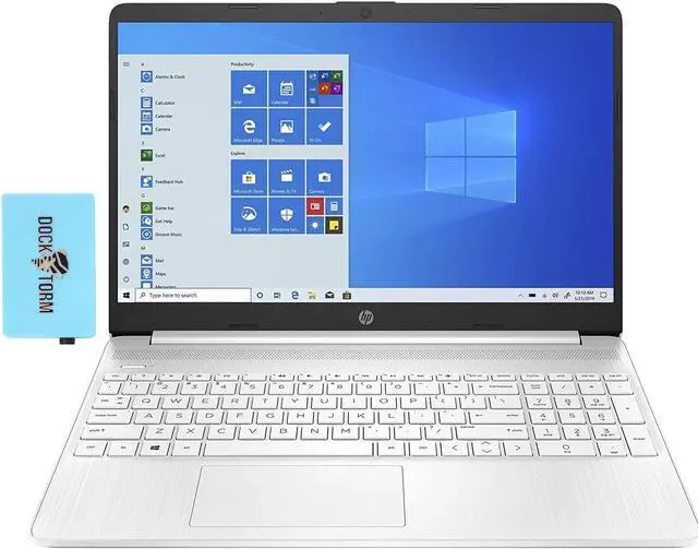 Main image of HP 15.6" (1366x768) Home and Business Laptop (AMD Ryzen 3 5300U 4-Core, 16GB RAM, 256GB PCIe SSD, AMD Radeon, WiFi 6, Bluetooth 5.1, Webcam, Win 11 Pro) Bundle w/DKZ hub
