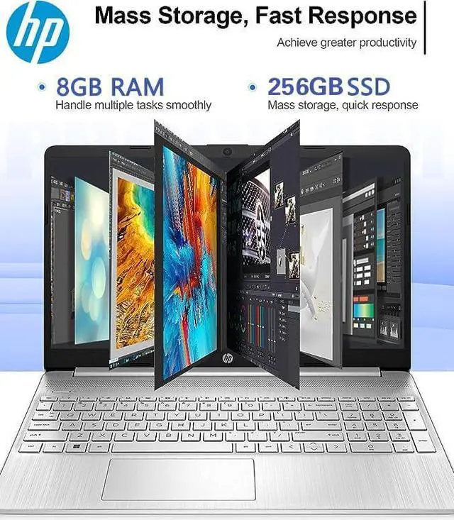 Alt view image 3 of 5 - HP 15.6 Inch Touchscreen Laptop for Business and College, 11th Gen Intel Core i3-1115G4, 8GB RAM, 256GB SSD, Windows 11 Home, 10 Number Key, Office 365, HDMI, WIFI 5, Natural Silver, PCM