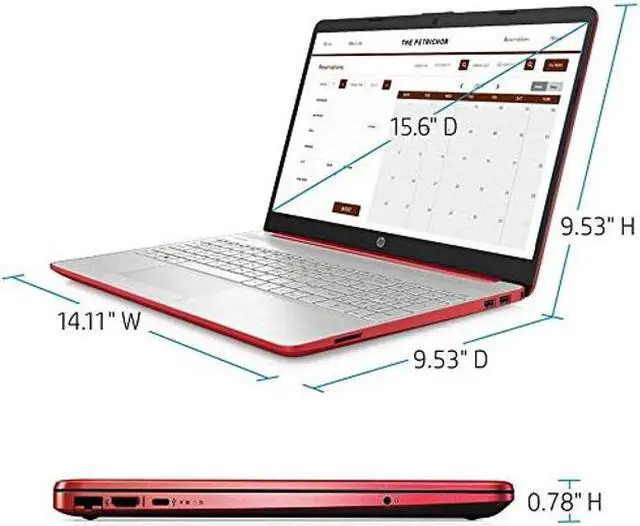 Alt view image 5 of 5 - HP 2023 15.6" HD Laptop Computer Intel Dual-Core Pentium Gold 6405U 16GB DDR4 512GB SSD Intel UHD Graphics HD Webcam Bluetooth RJ-45 USB-C HDMI Windows 10 Pro Scarlet Red w/RE 32GB USB