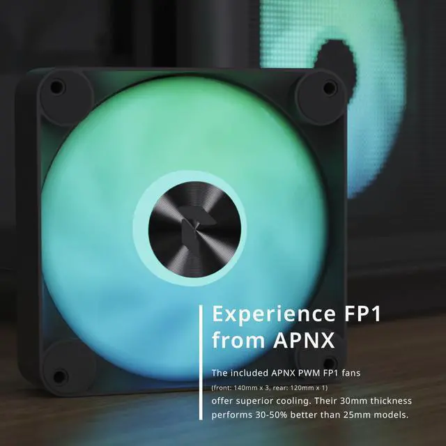 Alt view image 3 of 5 - APNX C1 Mid-Tower ATX Black PC Case, 4 Included High Airflow APNX FP1 ARGB Fans, up to 11 Total Fan Slots, Top and Side 360mm Liquid Cooler Support, 5-port PWM ARGB Control Hub
