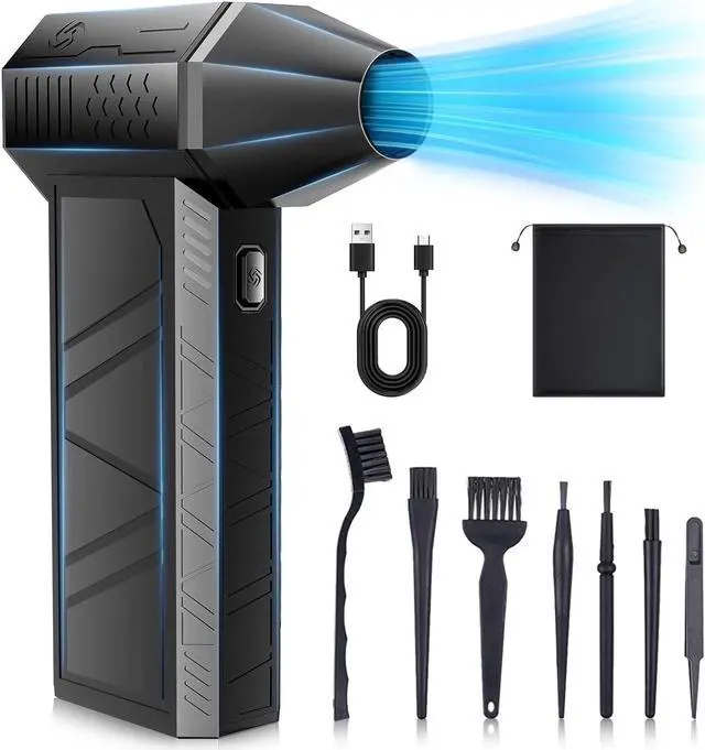 Main image of Electric Air Duster, 3 Gear Adjustable Mini Jet Blower 130000RPM, Adjustable Electric Duster Replace Compressed Air Can Rechargeable Air Blower for Computer Keyboard PC Car