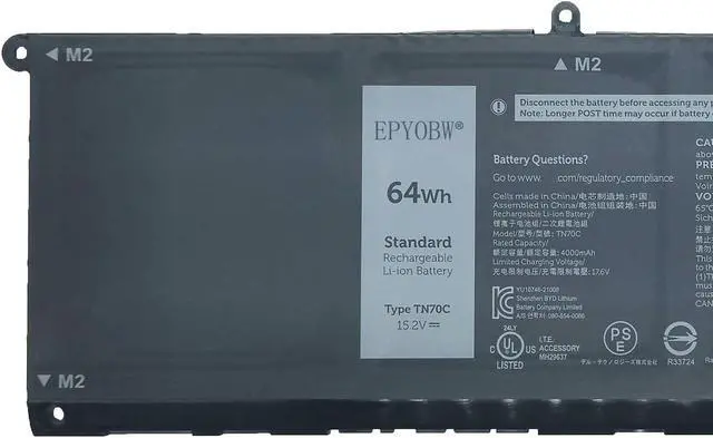 Alt view image 2 of 5 - EPYOBW TN70C Laptop Battery 64Wh Compatible with Dell Inspiron 3510 3520 3530 5310 5320 5330 5510 5630 5440 5445 / Latitude 3320 3420 3520 / Inspiron 16 7620 7630 7635 7640 2-in-1 Series G91J0 V6W33