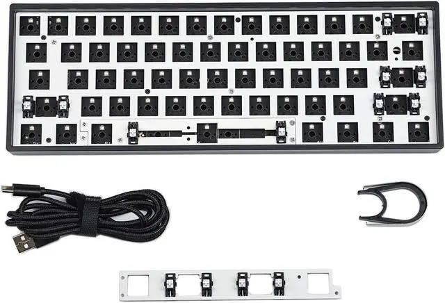 Main image of YMDK GH60 GK61 RGB Hot Swap Independent Driver Tyce-C ANSI Mechanical keyboard DIY kit Plastic Case CNC Aluminum Case Plate PCB (Plastic Black GK61X Wired)