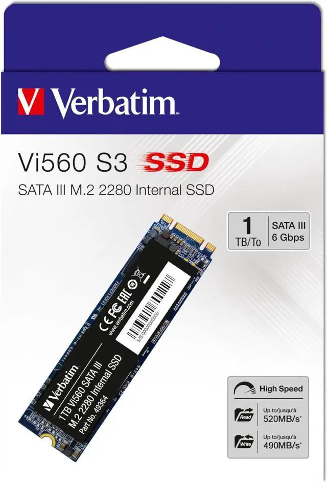 Alt view image 5 of 5 - Verbatim 1TB SSD Vi560 Internal Solid State Hard Drive 3D NAND SATA III M.2 2280