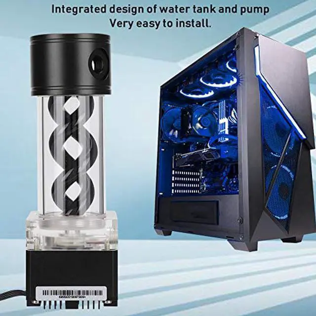 Alt view image 2 of 5 - Water Cooling Kit,800L/H CPU Cooling Cylinder Pump System,Water Cooling Pump Reservoir,T Virus Cylindrical Cooler for Computer Water Cooling System(Black)