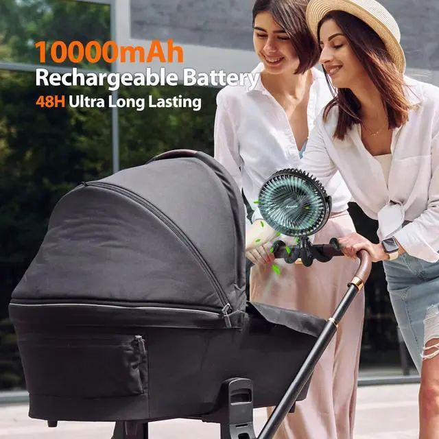 Alt view image 2 of 5 - AMACOOL 10000mAh 7 inch Battery Operated Clip on Fan Rotatable USB Fan for Baby Stroller Outdoor Camping Tent Beach Treadmill Car Golf Cart