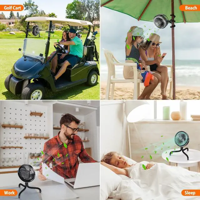 Alt view image 3 of 5 - AMACOOL 10000mAh 7 inch Battery Operated Clip on Fan Rotatable USB Fan for Baby Stroller Outdoor Camping Tent Beach Treadmill Car Golf Cart