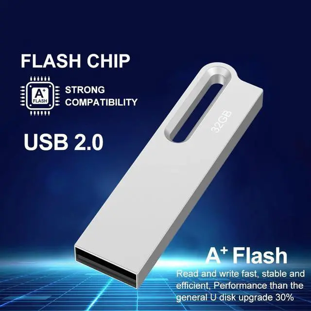 Alt view image 2 of 5 - Aiibe 32GB Metal USB Flash Drive 10 Pack, Waterproof & Durable, USB 2.0, Silver