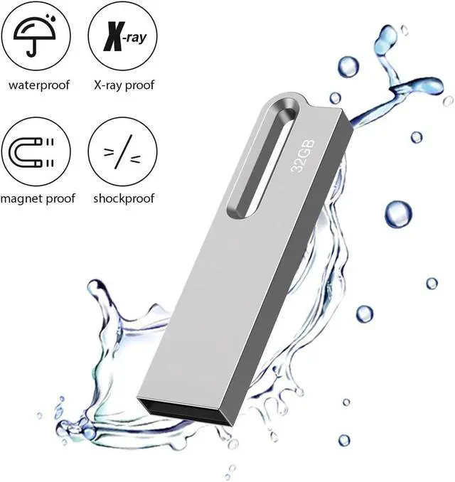 Alt view image 5 of 5 - Aiibe 32GB Metal USB Flash Drive 10 Pack, Waterproof & Durable, USB 2.0, Silver