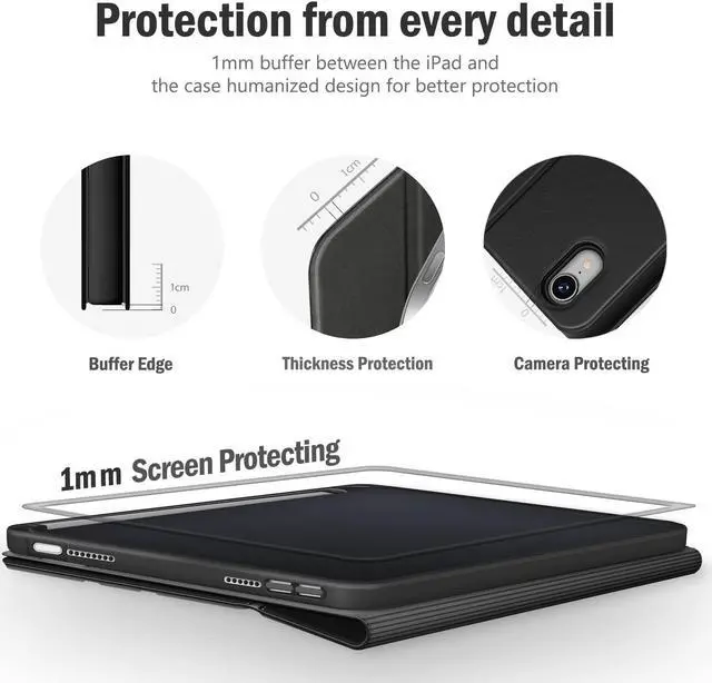 Alt view image 2 of 5 - Antbox Case for iPad Mini 6th Generation iPad Mini 8.3 inch Case with Pencil Holder Vegan Leather Smart Cover with Auto Sleep/Wake Stand Function (Black)