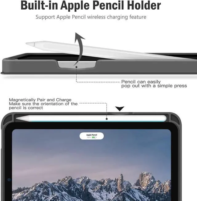 Alt view image 3 of 5 - Antbox Case for iPad Mini 6th Generation iPad Mini 8.3 inch Case with Pencil Holder Vegan Leather Smart Cover with Auto Sleep/Wake Stand Function (Black)