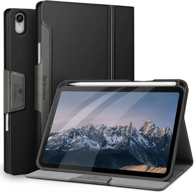 Main image of Antbox Case for iPad Mini 6th Generation iPad Mini 8.3 inch Case with Pencil Holder Vegan Leather Smart Cover with Auto Sleep/Wake Stand Function (Black)