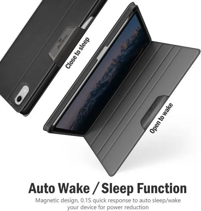 Alt view image 5 of 5 - Antbox Case for iPad Mini 6th Generation iPad Mini 8.3 inch Case with Pencil Holder Vegan Leather Smart Cover with Auto Sleep/Wake Stand Function (Black)