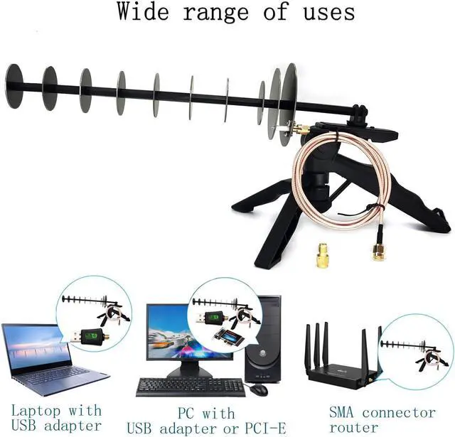 Alt view image 3 of 5 - 300Mbps Wireless Card USB Adapter Laptop Or Desktop PC Computer Long Distance Reception Enhanced WiFi Signal 16dBi 2.4GHz Yagi Directional Antenna...