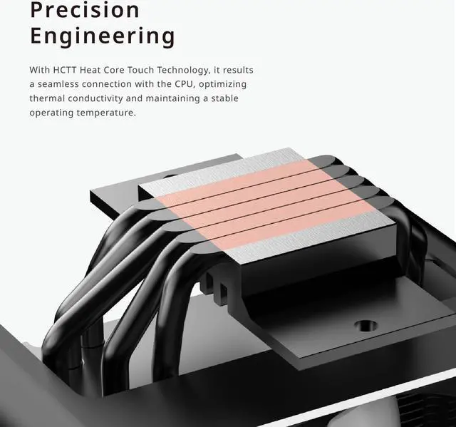 Alt view image 4 of 5 - APNX AP1-V White Tower ARGB CPU Air Cooler, 5 Heat Pipes, Aluminum Frame, PWM Hydro Bearing Fan, High Air Flow, 165mm (H), Intel LGA 1700/1200, AMD Ryzen AM5/AM4