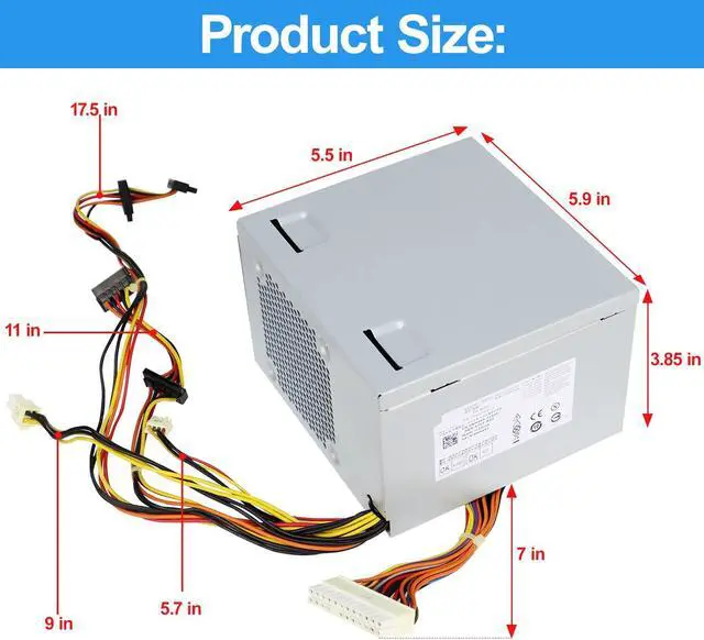 Alt view image 2 of 5 - ARLBA L305P-01 NH493 305W Power Supply PSU Replacement for Dell Optiplex 360 380 580 745 755 760 780 960 MT Mini Tower N305P-06 PS-6311-5DF-LF MH595 XK215 P192M JH994 C248C PW114 MK9GY X8129 F305P-00