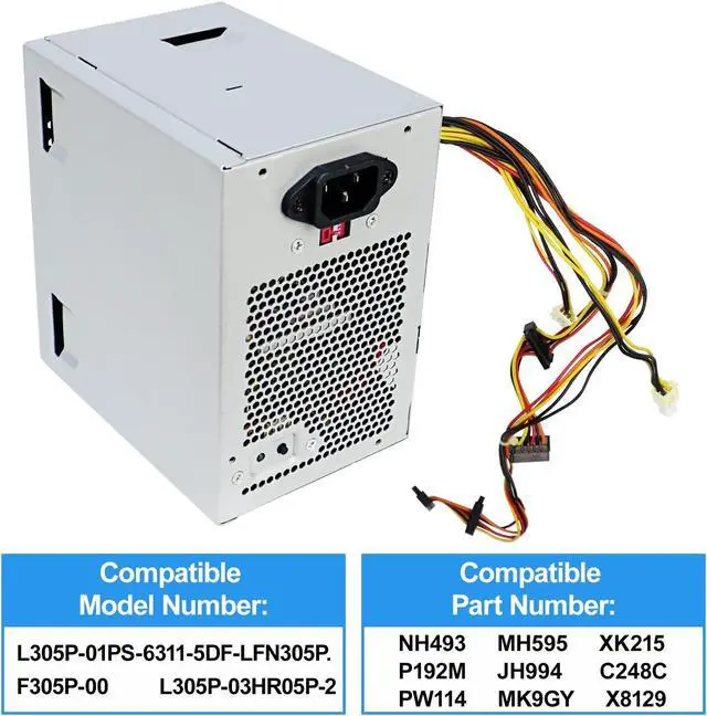 Alt view image 4 of 5 - ARLBA L305P-01 NH493 305W Power Supply PSU Replacement for Dell Optiplex 360 380 580 745 755 760 780 960 MT Mini Tower N305P-06 PS-6311-5DF-LF MH595 XK215 P192M JH994 C248C PW114 MK9GY X8129 F305P-00