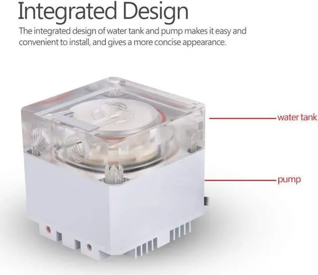 Alt view image 3 of 5 - CPU Water Cooling Pump,3000RPM Fast Heat Dissipation Computer Pump 800L/H Flow 3.5 Meters Pump Head PC Pump (White)