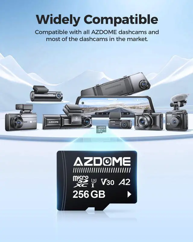 Alt view image 3 of 5 - AZDOME 256GB Micro SD Card microSDXC Memory Card for AZDOME M550 GS63H Pro PG17-4K GS63Pro Dash Cam Full HD & 4K UHD, U3, A2, V30