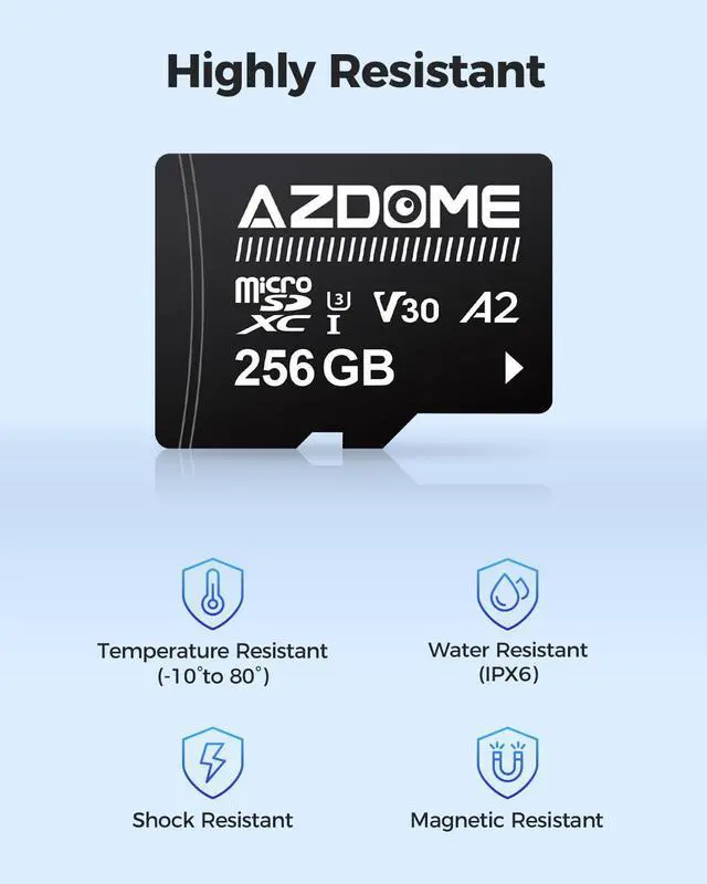 Alt view image 5 of 5 - AZDOME 256GB Micro SD Card microSDXC Memory Card for AZDOME M550 GS63H Pro PG17-4K GS63Pro Dash Cam Full HD & 4K UHD, U3, A2, V30