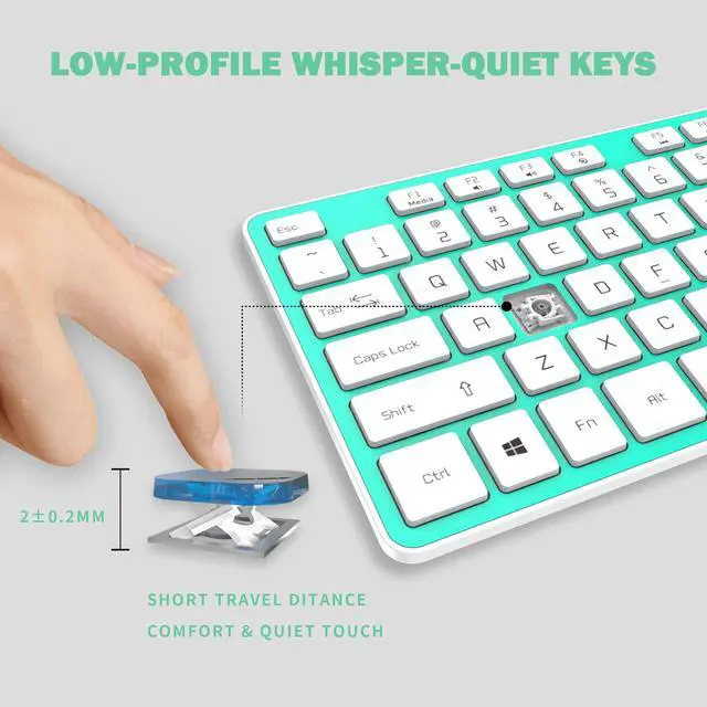 Alt view image 3 of 5 - BFRIENDit Wired USB Keyboard with Cover/Protector Skin, Comfortable Quiet Scissor Keys, Durable Ultra-Slim Wired Computer Keyboard for PC, Windows 10/8 / 7 / Vista, KB1430 - Light Green