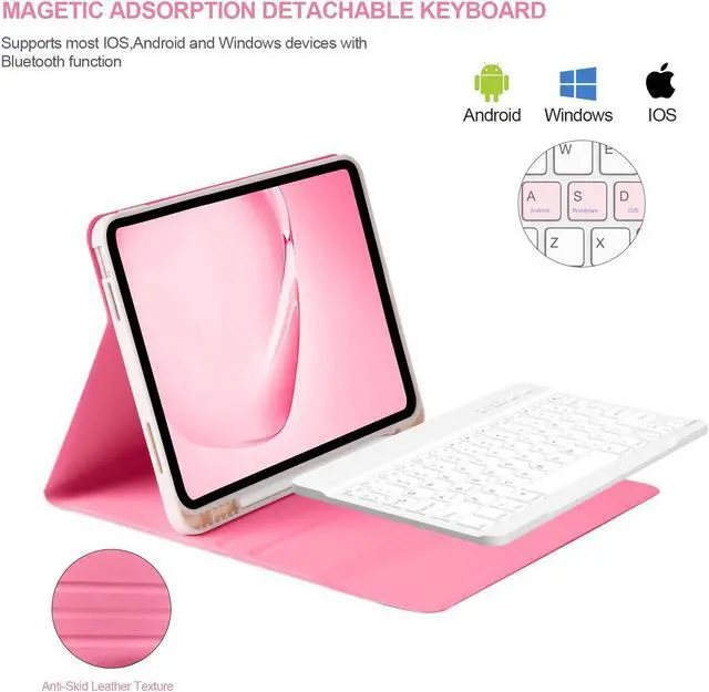 Alt view image 5 of 5 - BQSS iPad 10th Generation Keyboard Case 10.9"2022, Slim Smart Keyboard Case for iPad 10th Gen 2022,Detachable Wireless Keyboard,Pencil Holder (Red)