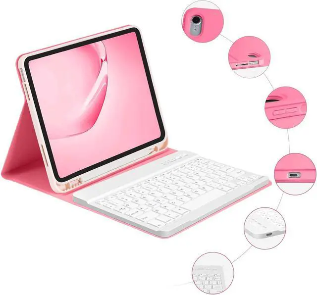 Alt view image 4 of 5 - BQSS iPad 10th Generation Keyboard Case 10.9"2022, Slim Smart Keyboard Case for iPad 10th Gen 2022,Detachable Wireless Keyboard,Pencil Holder (Red)