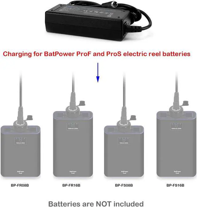 Alt view image 3 of 5 - BatPower 65W ProF Electric Fishing Reel Battery Charger Power Supply Compatible for Daiwa BM2300 LB3100 BM2600 BM2900 BM3200 BM3000 BP-FR08B BP-FR16B BP-FS08B BP-FS16B BM RB-CC4002 Charger Ac Adapter