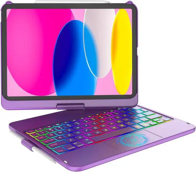Main image of CC Store Touchpad Keyboard Case for iPad 10th Generation 10.9" 2022, Multi-Touch & Backlit Keys, 360deg Rotatable & Pencil Holder,for New iPad 11 Generation(A16) 11-inch Case Keyboard (Purple)