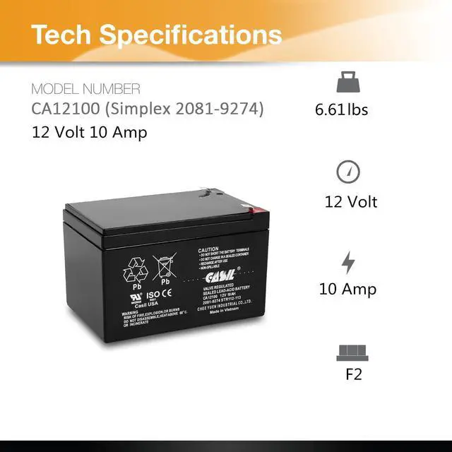 Alt view image 2 of 5 - Casil 12V 10Ah Replacement Battery Compatible with APC Smart-UPS SMT1000, SMC1500, SMT1000C, SMT1000US, SU1000, SU1000BX120, SUA1000US, SUA1000 2 Pack