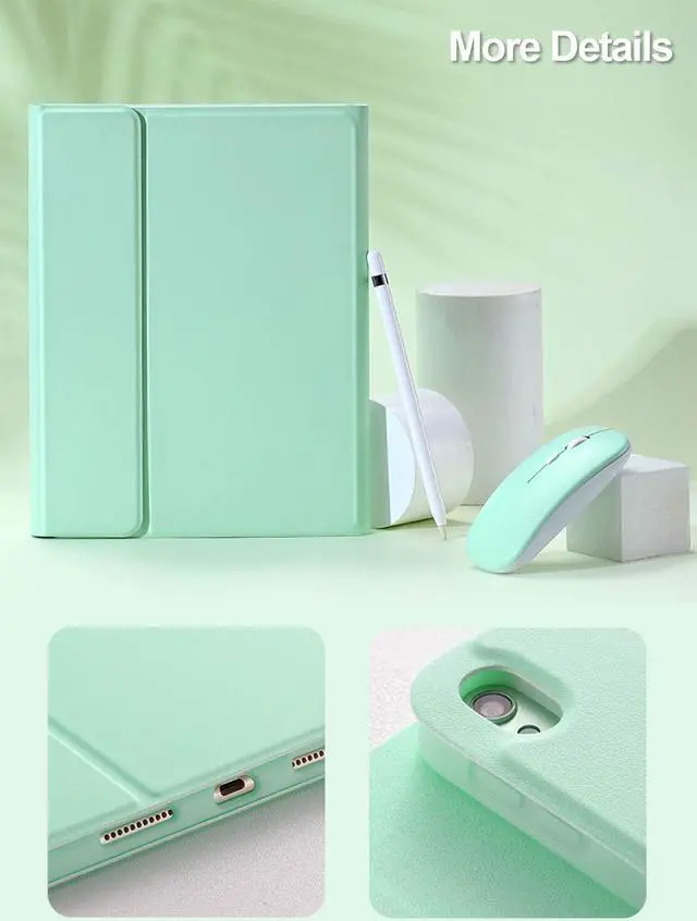 Alt view image 5 of 5 - iPad Mini 6th Generation Keyboard Case with Mouse,2021 8.3" iPad mini 6 Case with Keyboard and Mouse, Candy Detachable Magnetic Keyboard Protective Cover with Pencil Holder (Mint Green)