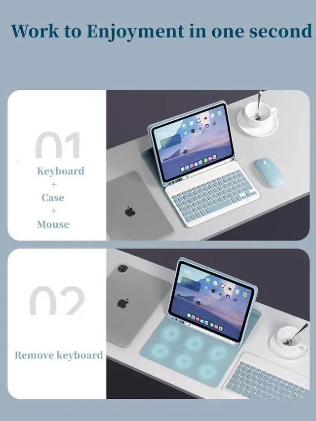Alt view image 3 of 5 - QIYIBOCASE iPad Air 13 inch/iPad Pro 12.9 6th Generation Case with Keyboard and Mouse, iPad Pro12.9 inch 5th/4th/3rd Gen Keyboard Case with Pencil Holder, Detachable Magnetic Keyboard Case (Blue)
