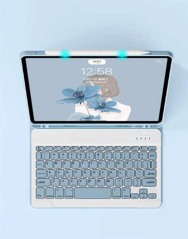 Alt view image 4 of 5 - QIYIBOCASE iPad Air 13 inch/iPad Pro 12.9 6th Generation Case with Keyboard and Mouse, iPad Pro12.9 inch 5th/4th/3rd Gen Keyboard Case with Pencil Holder, Detachable Magnetic Keyboard Case (Blue)