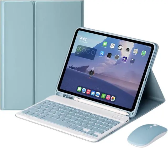 Main image of QIYIBOCASE iPad Air 13 inch/iPad Pro 12.9 6th Generation Case with Keyboard and Mouse, iPad Pro12.9 inch 5th/4th/3rd Gen Keyboard Case with Pencil Holder, Detachable Magnetic Keyboard Case (Blue)