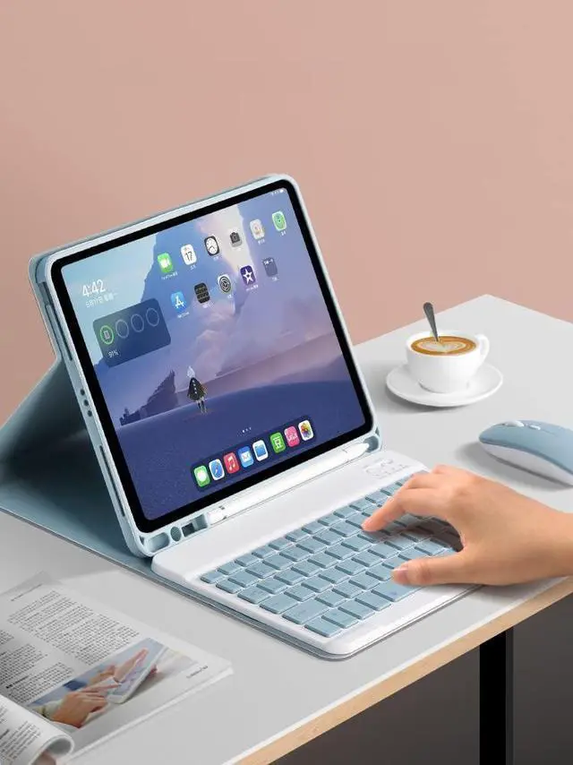 Alt view image 5 of 5 - QIYIBOCASE iPad Air 13 inch/iPad Pro 12.9 6th Generation Case with Keyboard and Mouse, iPad Pro12.9 inch 5th/4th/3rd Gen Keyboard Case with Pencil Holder, Detachable Magnetic Keyboard Case (Blue)