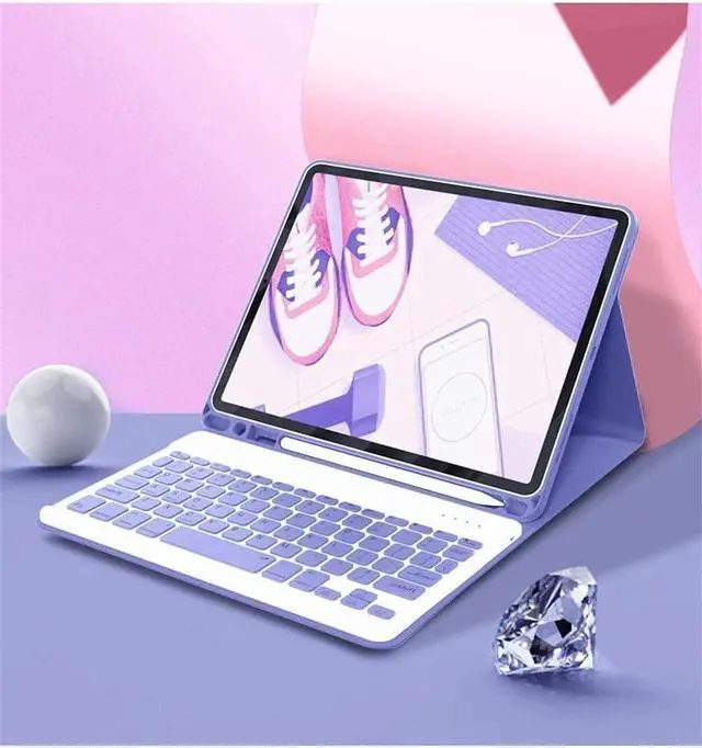 Alt view image 2 of 5 - iPad Air 13 inch/iPad Pro 12.9 6th Generation Case with Keyboard and Mouse, iPad Pro12.9 inch 5th/4th/3rd Gen Keyboard Case with Pencil Holder, Detachable Magnetic Keyboard Case (Purple)
