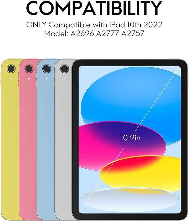 Alt view image 2 of 5 - CHESONA Touchpad iPad 10th Generation Case with Keyboard (10.9", 2022), 7 Color Backlight, Multi-Touch Trackpad, Flip Stand Case with Pencil Holder, 2 Bluetooth Channels for New iPad 10th 2022, White