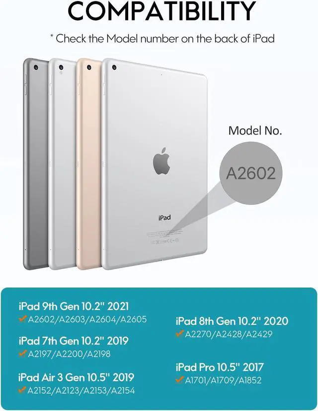 Alt view image 2 of 5 - iPad Keyboard 9th Generation, Keyboard for iPad 8th Generation/7th Gen 10.2 Inch, Smart Trackpad, Detachable Wireless with Pencil Holder, Flip Stand Keyboard Case for iPad 9th/8th/7th Gen 10.2", Blue