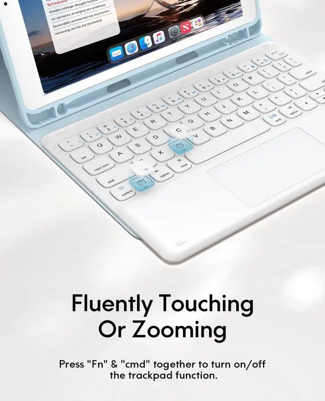 Alt view image 5 of 5 - iPad Keyboard 9th Generation, Keyboard for iPad 8th Generation/7th Gen 10.2 Inch, Smart Trackpad, Detachable Wireless with Pencil Holder, Flip Stand Keyboard Case for iPad 9th/8th/7th Gen 10.2", Blue