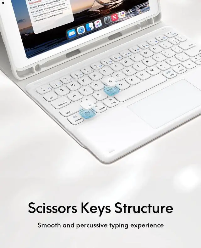 Alt view image 5 of 5 - iPad Keyboard 9th Generation, Keyboard for iPad 8th Generation/7th Gen 10.2 Inch, Smart Trackpad, Detachable Wireless with Pencil Holder, Flip Stand Keyboard Case for iPad 9th/8th/7th Gen 10.2", White